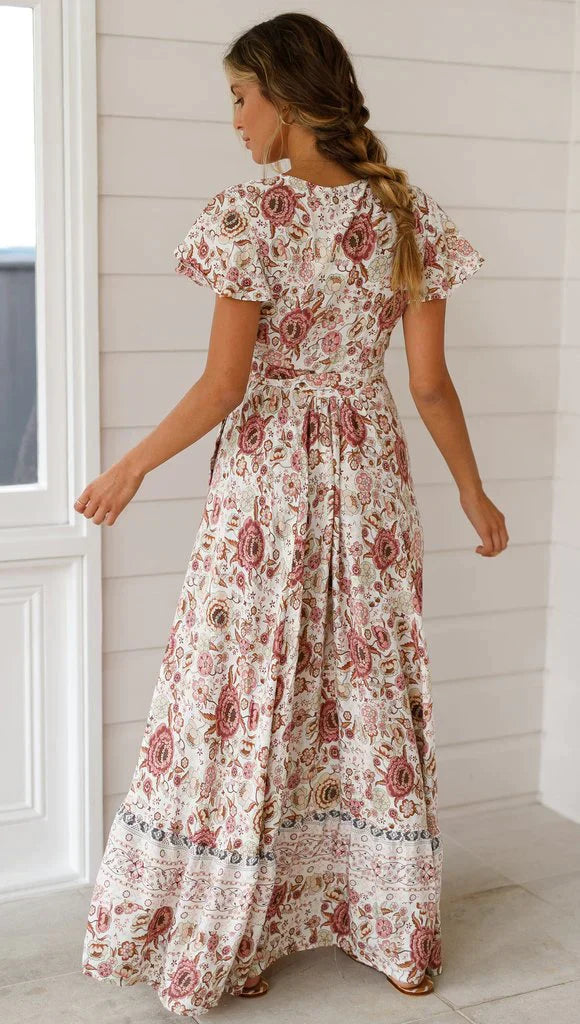 Lång Klänning Dam Maxi Vintage Look 100% Bomull-3