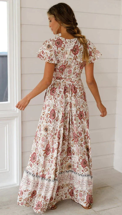 Lång Klänning Dam Maxi Vintage Look 100% Bomull-3