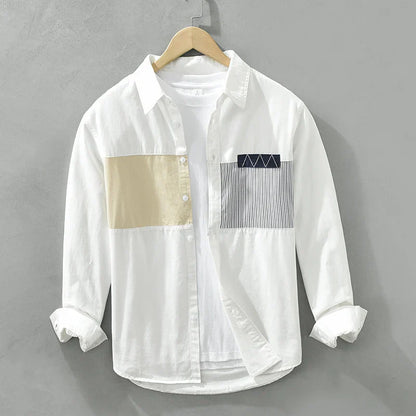 Herrskjorta Patchwork Avslappnad Bomull 2