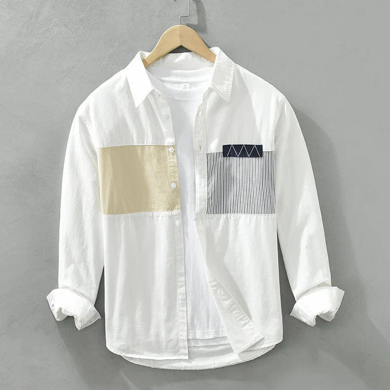 Herrskjorta Patchwork Avslappnad Bomull 2