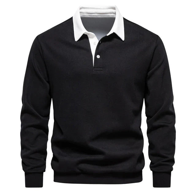 Variant image for Mäns Långärmad Poloshirt Klassisk Krage Bomull-8