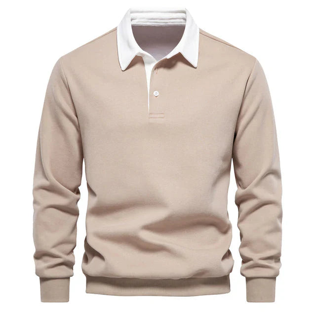 Variant image for Mäns Långärmad Poloshirt Klassisk Krage Bomull-35