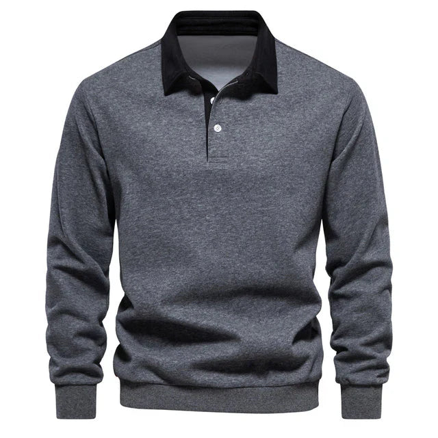 Variant image for Mäns Långärmad Poloshirt Klassisk Krage Bomull-15