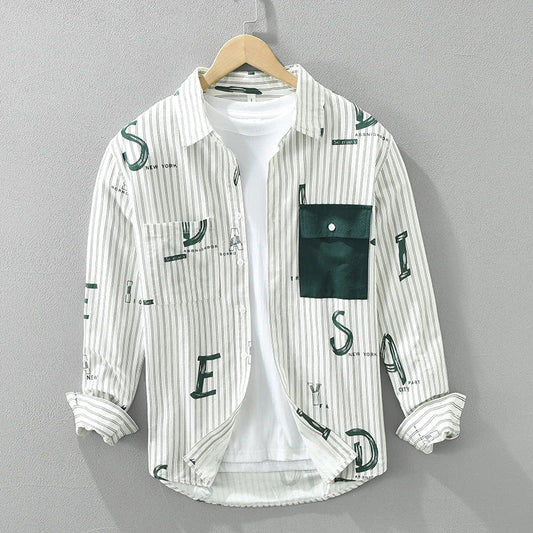 Herrskjorta Randig Casual 100% Bomull 1