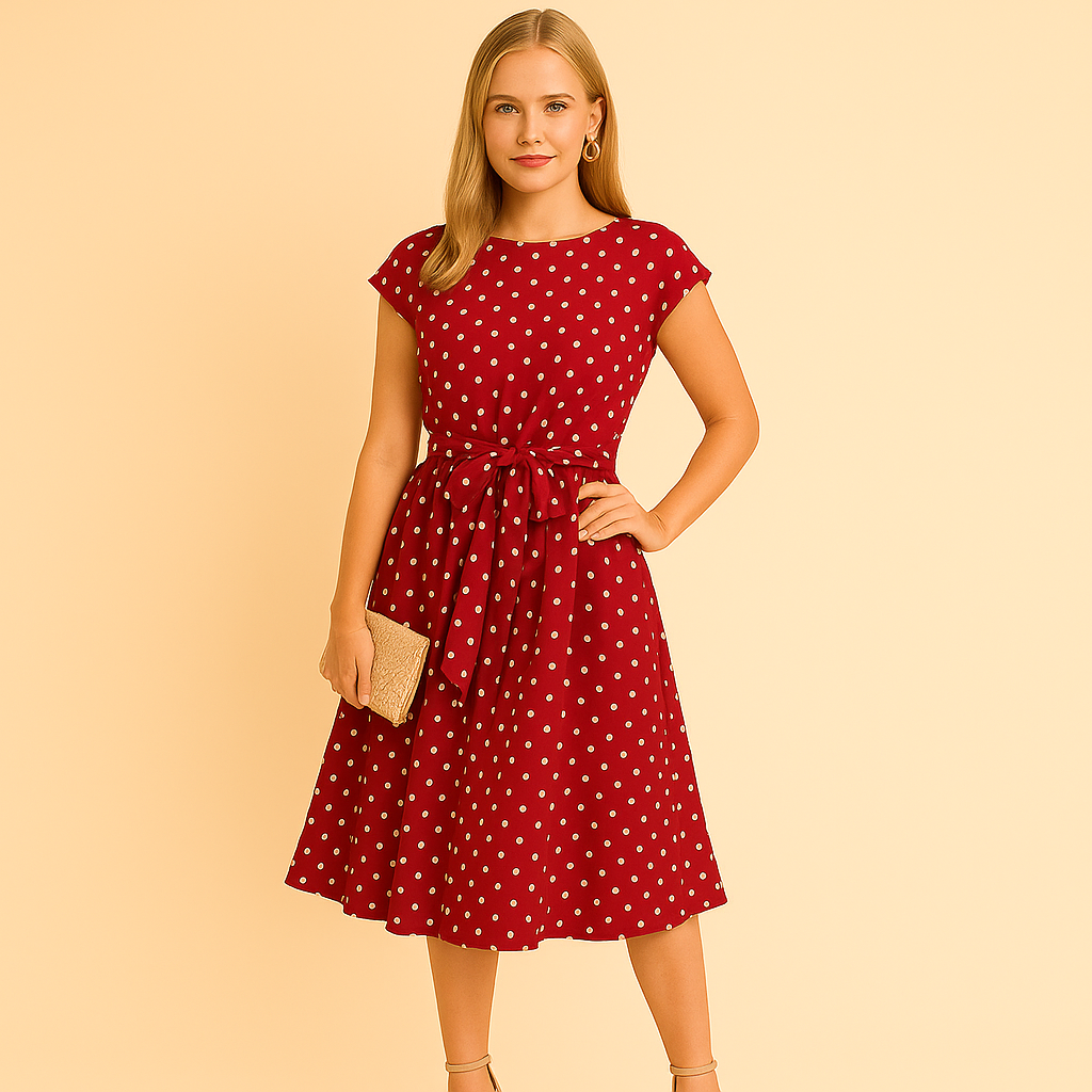 Damklänning Retro Chic Polka Dot Klänning | Swing Klänning Vintage