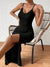 Kvinna Cami Klänning Ruffle Polyester med Slits-4