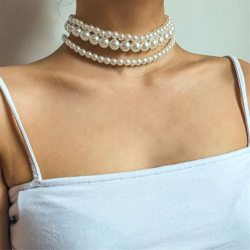 Pärlhalsband med flera lager