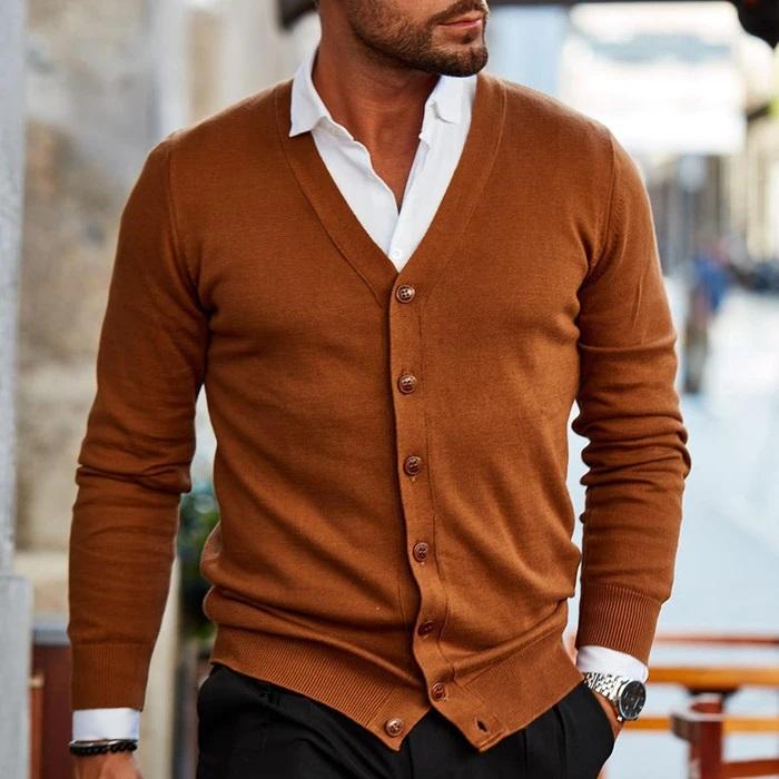 Cardigan Herr Modern Design Mjuk Material med Fickor 2