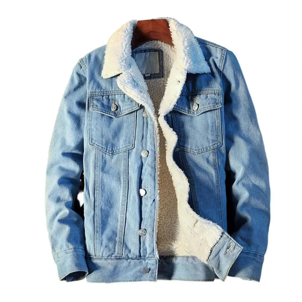 Herrjacka Vinter i Denimfleece för Höst och Vinter 3