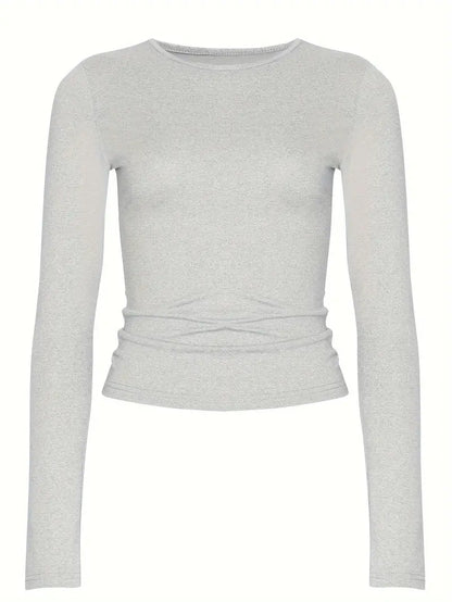 Kvinnors Långärmad T-shirt Monokrom 100% Bomull-6