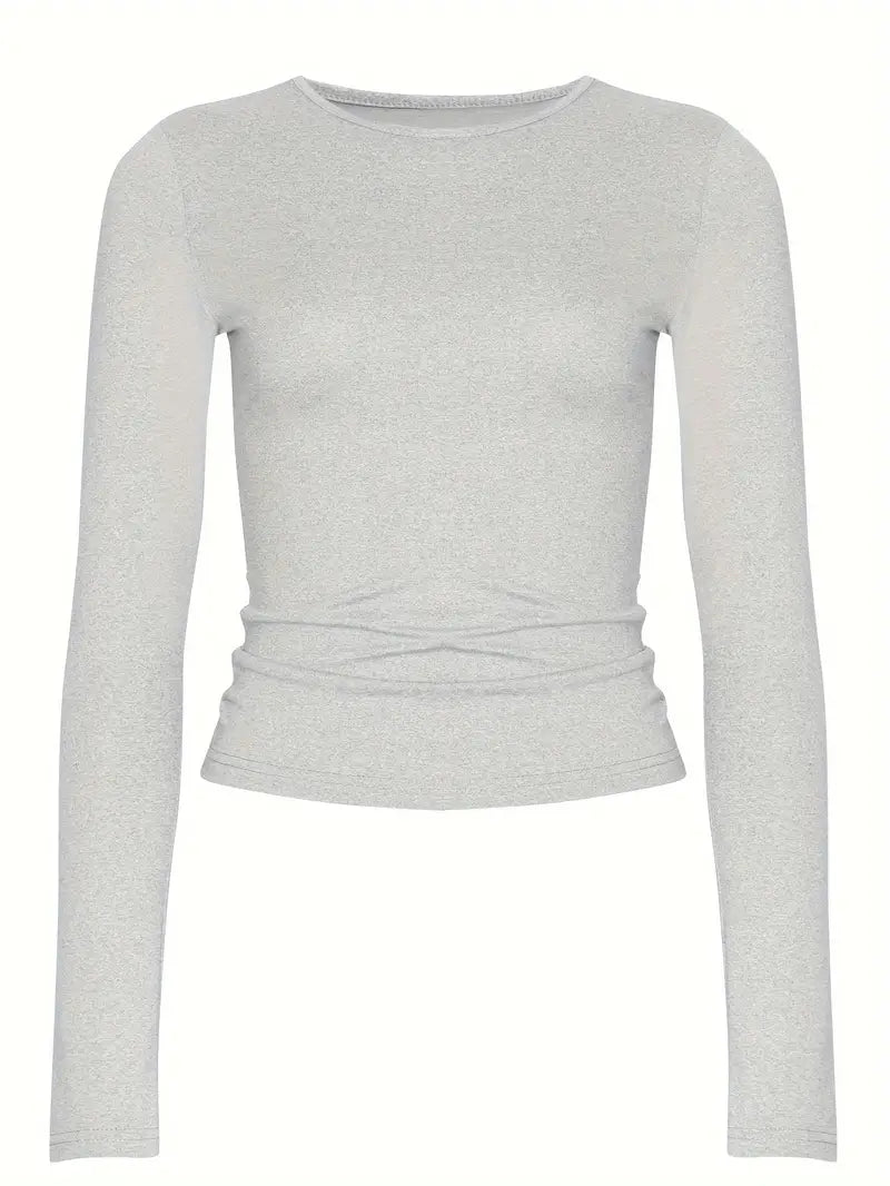 Kvinnors Långärmad T-shirt Monokrom 100% Bomull-6