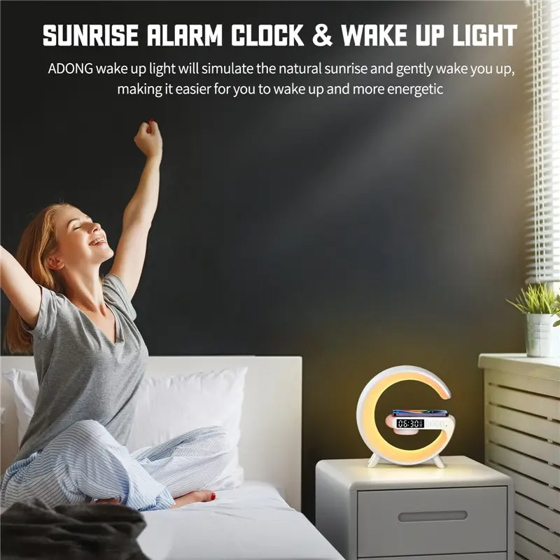 Smart Lampa med Bluetooth Högtalare och Trådlös Laddning i Elegant Design-2