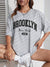 Kvinnors T-shirt Cirkulär Hals Brooklyn-tryck Bomull-5