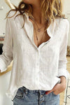 Dam Blus V-hals Broderad Elegant Polyester-1