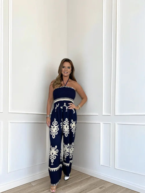 Variant image for Dam Jumpsuit Halterneck Vintage Polyester Bredben-24