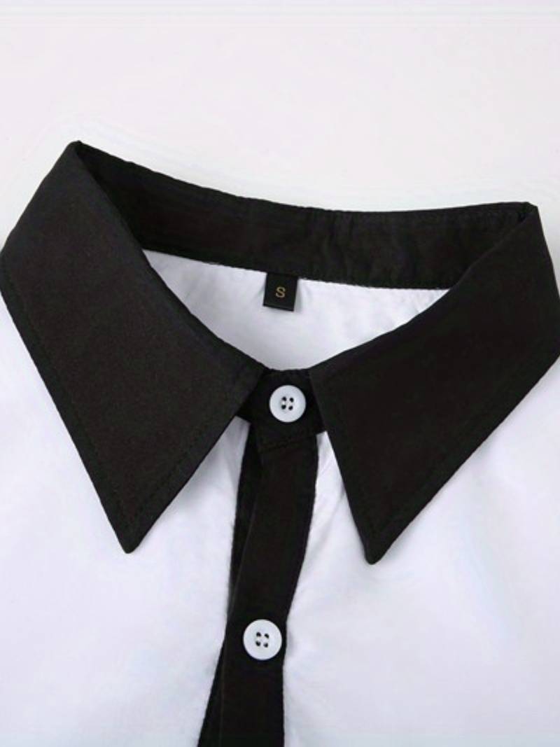 Herrskjorta Kontrasterande Design Avslappnad 100% Bomull-3