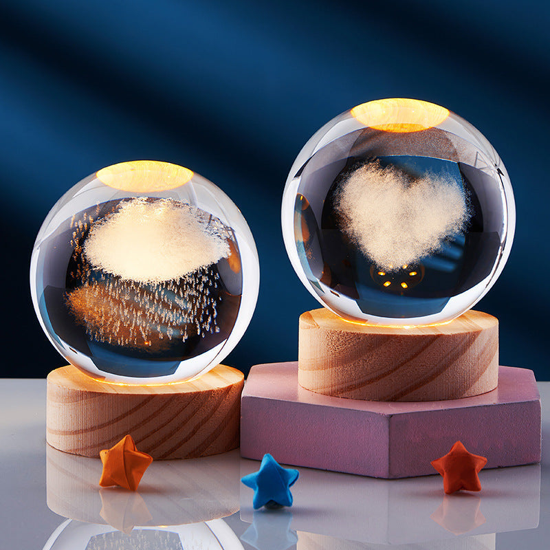3D Nattlampa med Kristalldesign 3