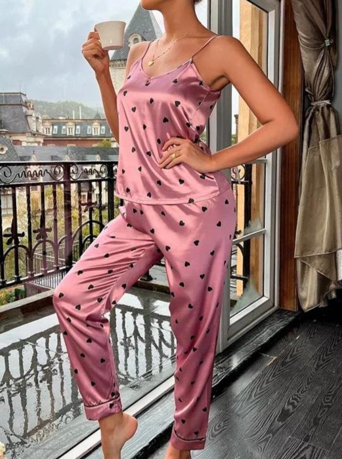 Pyjamasset i Satin-stil för kvinnor