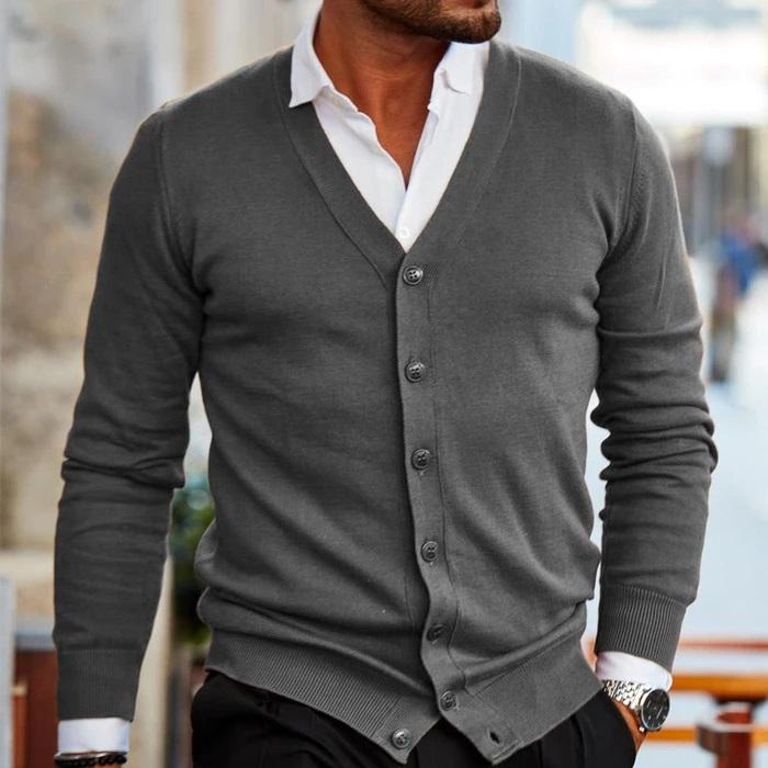 Cardigan Herr Modern Design Mjuk Material med Fickor 5