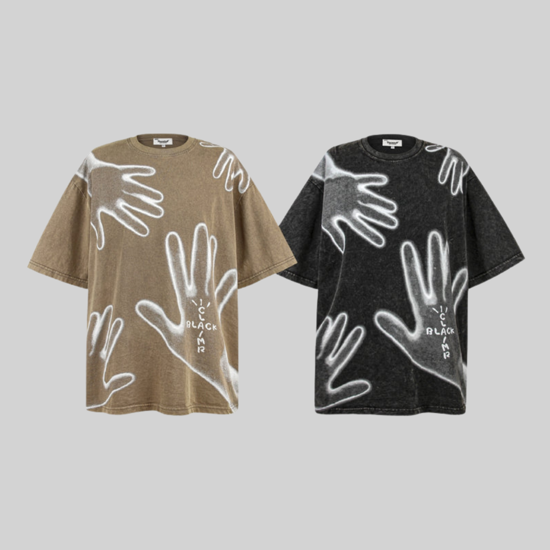 Mäns Överdimensionerad Skjorta Konstnärlig Tryckt Bomull 5