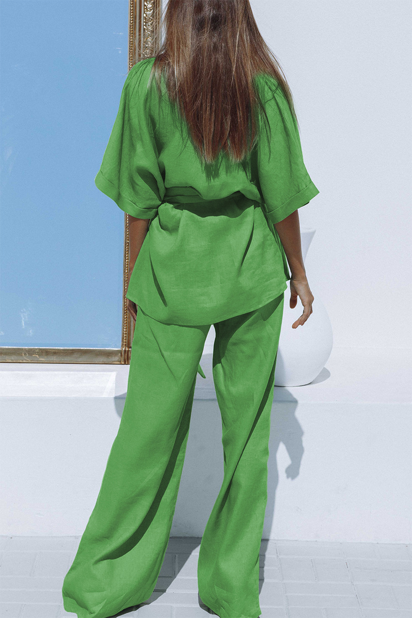 Dam Sommarset Trendig Linne Luftigt Material-2