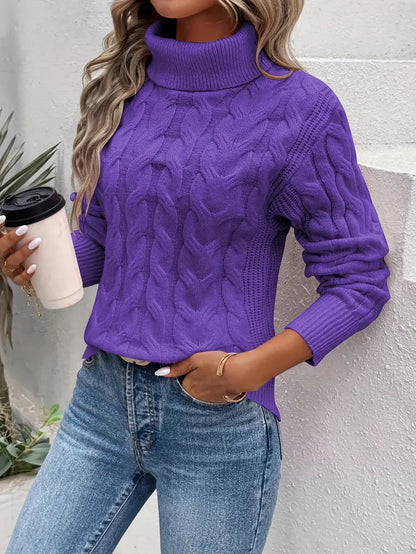 Variant image for Kvinnor Turtleneck Tröja Kabelmönster Akryl-1