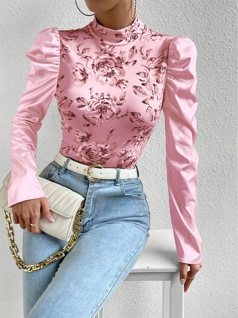 Variant image for Dam Satin Top Blommönster Elegant-27