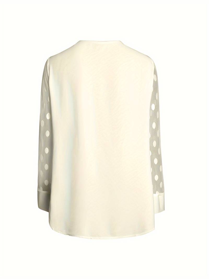 Dam Långärmad Topp Festtoppar Mjuk Blandning Hackad Halsringning-2