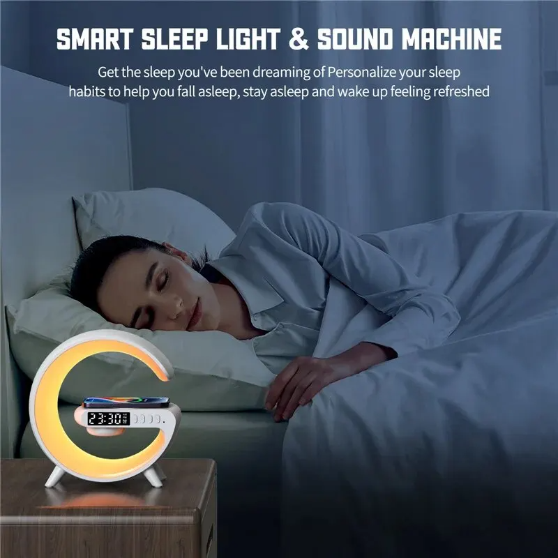 Smart Lampa med Bluetooth Högtalare och Trådlös Laddning i Elegant Design-4