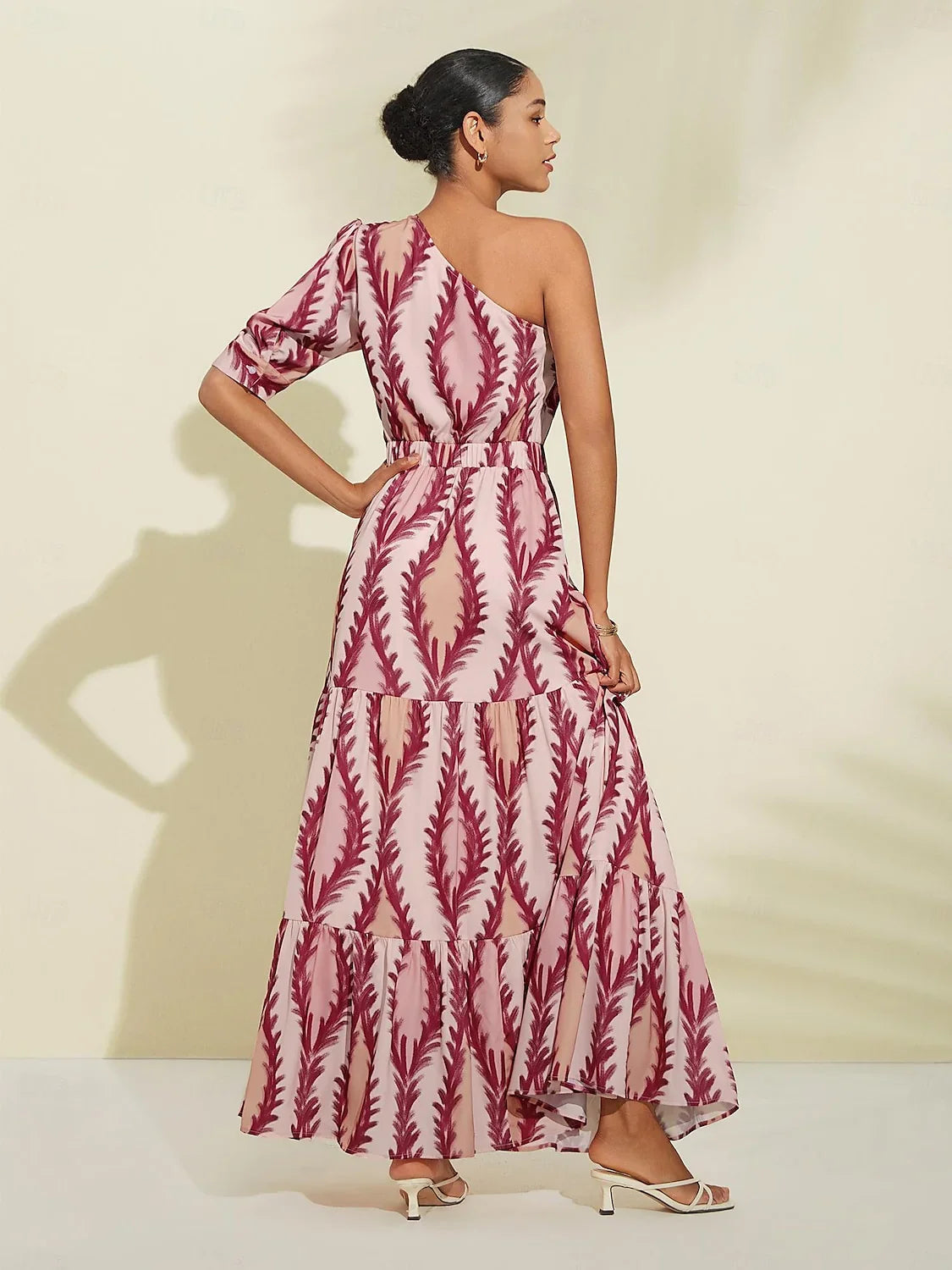Maxiklänning Dam En-axel Elegant Polyester för Speciella Tillfällen-3