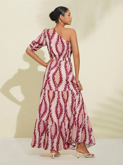 Maxiklänning Dam En-axel Elegant Polyester för Speciella Tillfällen-3