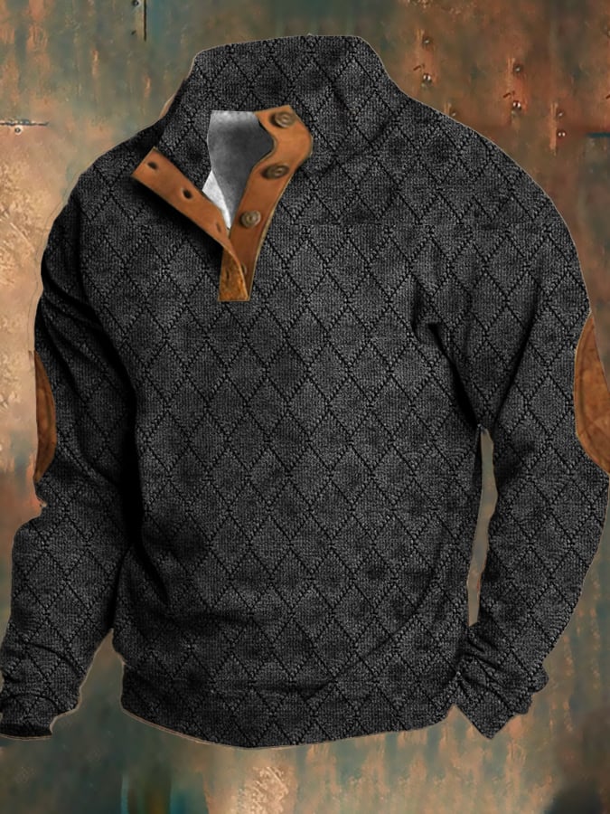 Herr Fleecetröja Retro Casual Mjuk Bomullspolyesterblandning 1