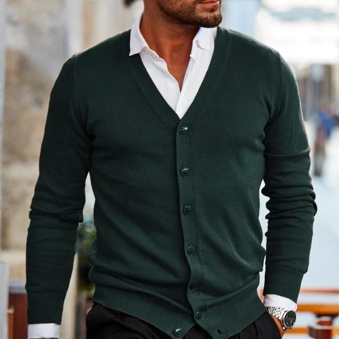 Cardigan Herr Modern Design Mjuk Material med Fickor 3