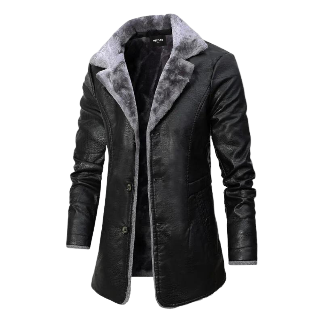 Variant image for Mäns Vinterläderrock Elegant Läder-1