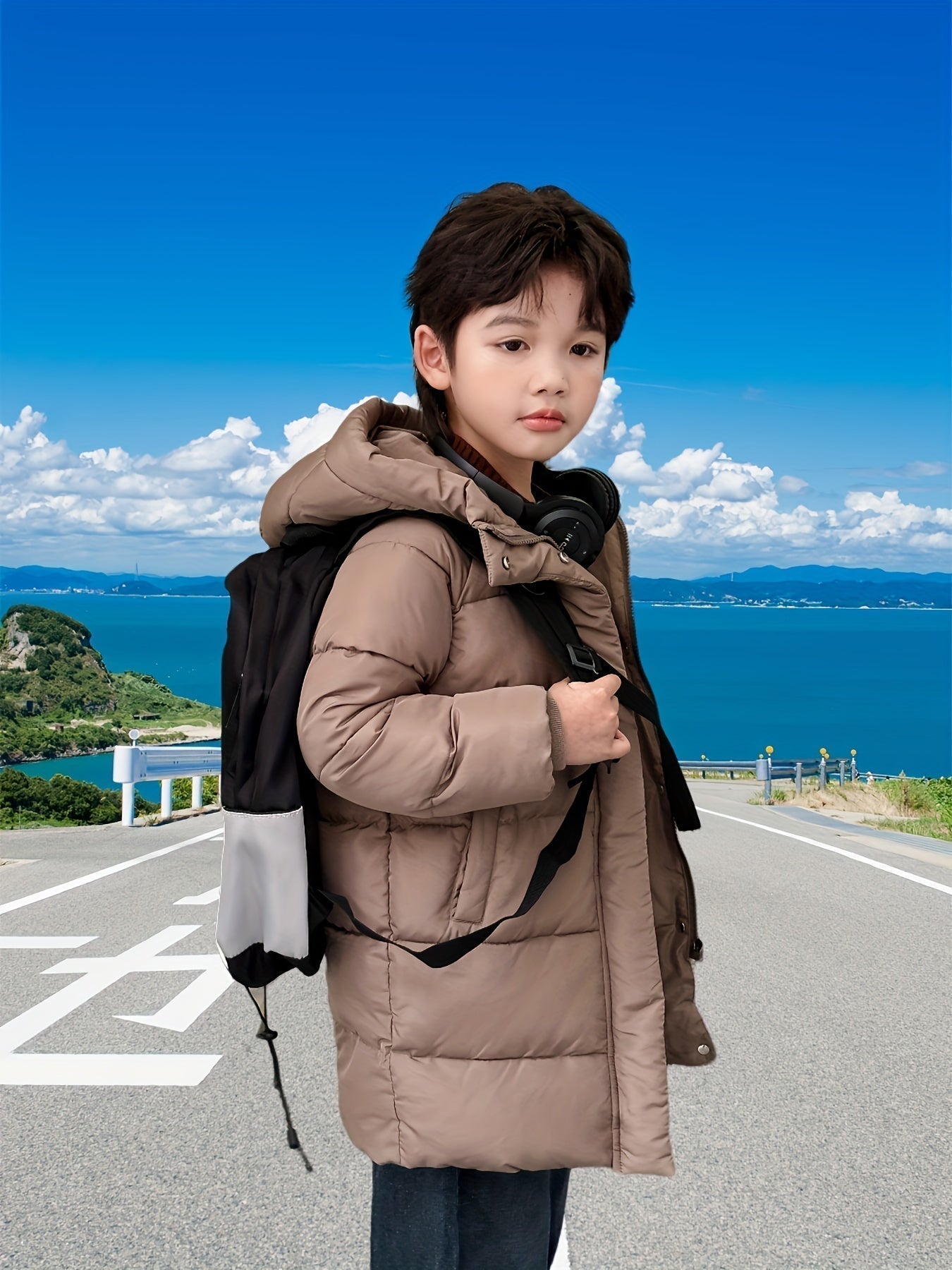 Pojkar Halvlängd Jacka Vattenavvisande Material Med Dragkedja 4