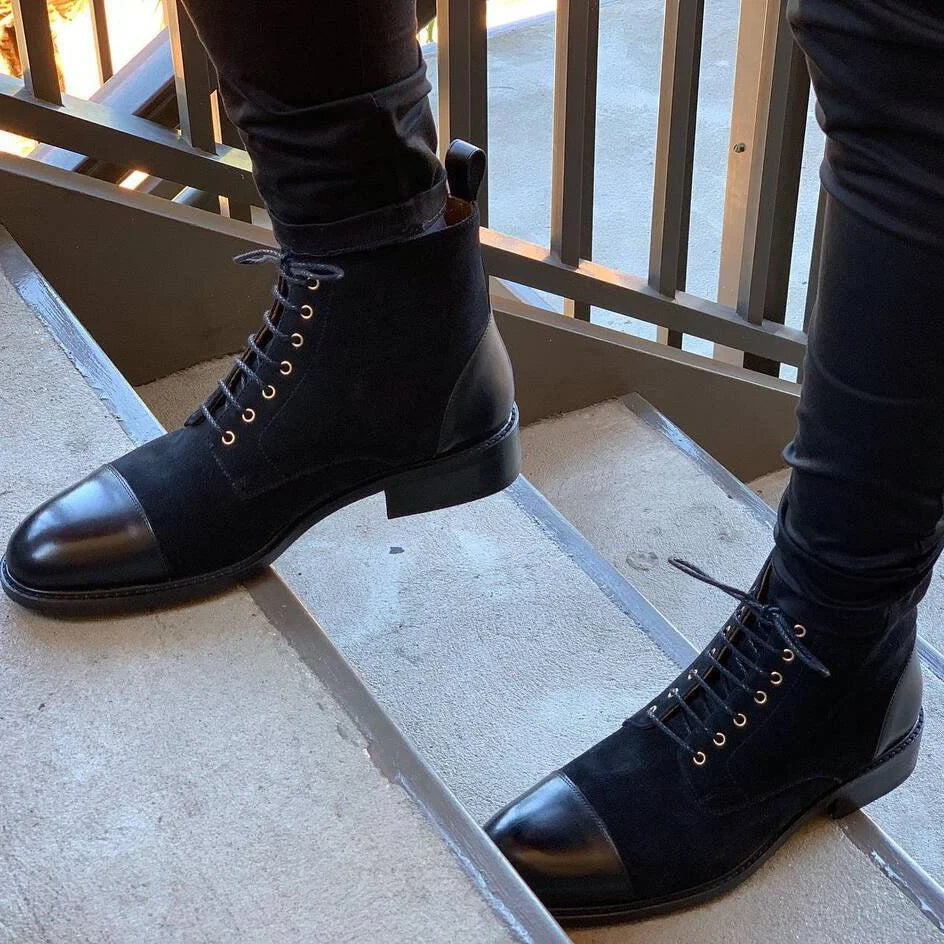 Herrstövlar Läder Tidlös Design Högkvalitativ och Bekväm-2