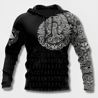 Variant image for Herr Hoodie Viking Stil Mjuk Bomull-33