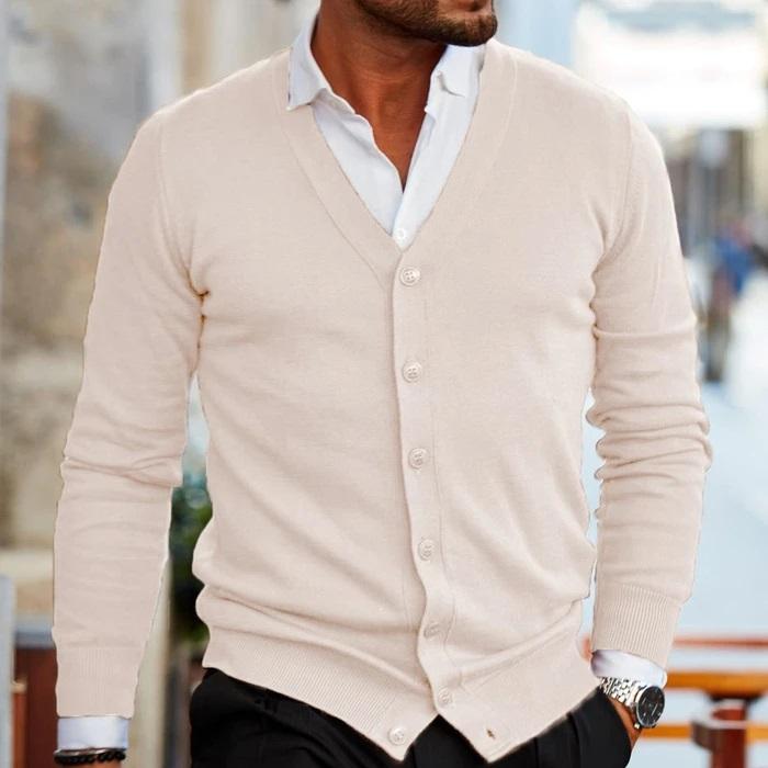 Cardigan Herr Modern Design Mjuk Material med Fickor 4