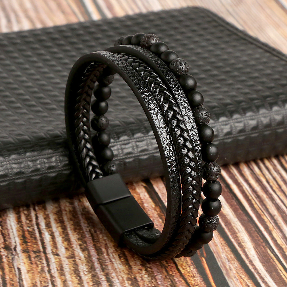 Unisex Armband Set Flätat Konstläder med Pärlband 2