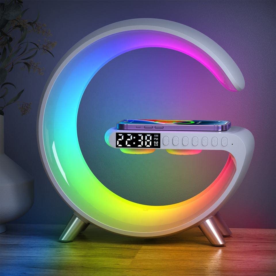 Smart Lampa med Bluetooth Högtalare och Trådlös Laddning i Elegant Design-1