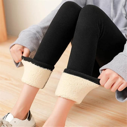 Sammetsklädd fleece Vinterleggings för damer