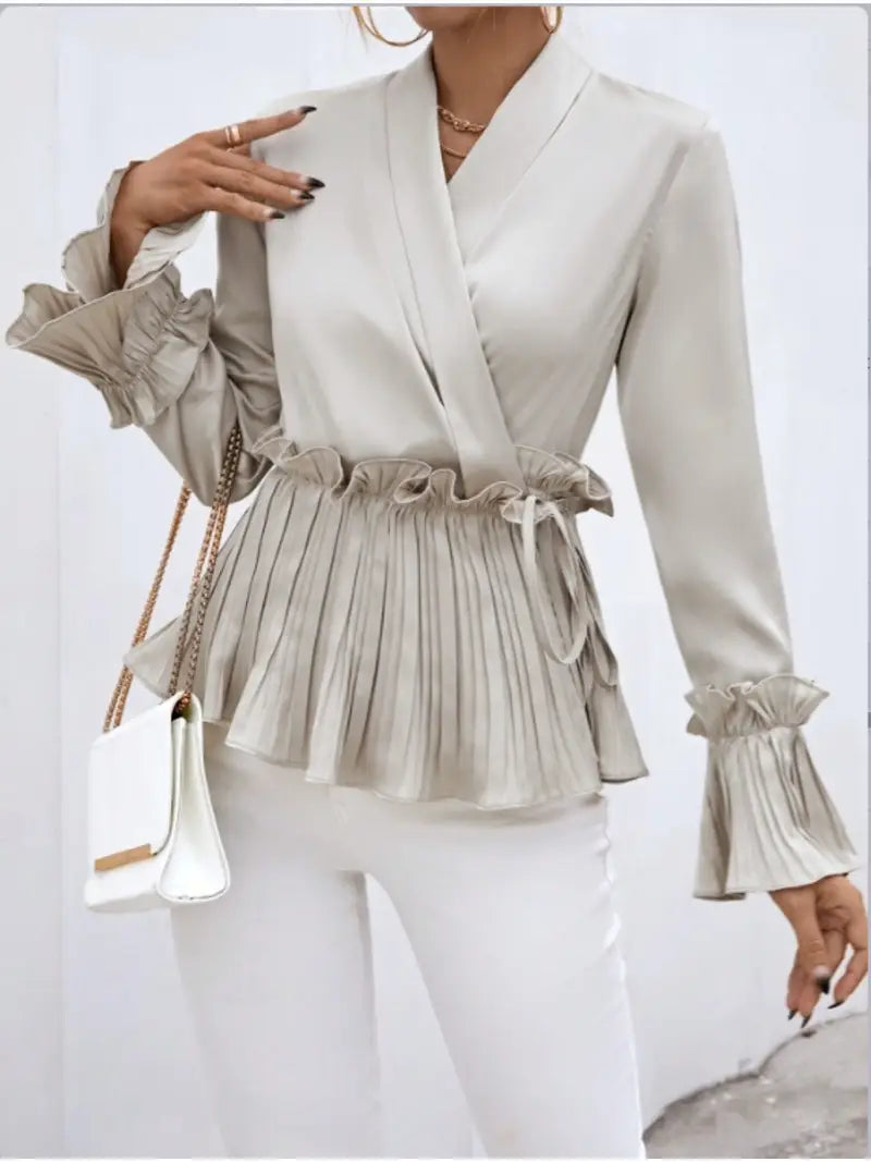 Dam Satinblus Elegant Lätt Mjuk-4