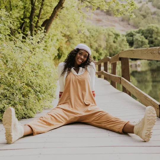 Kvinnors Jumpsuit Lätt Bomull Lång Ärm Loose Fit-4