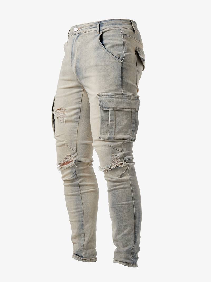 Variant image for Herr Slim-Fit Cargo Byxor Modern Design 100% Bomull-12