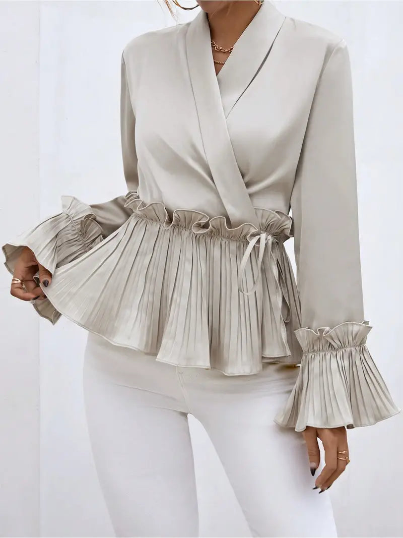 Dam Satinblus Elegant Lätt Mjuk-3