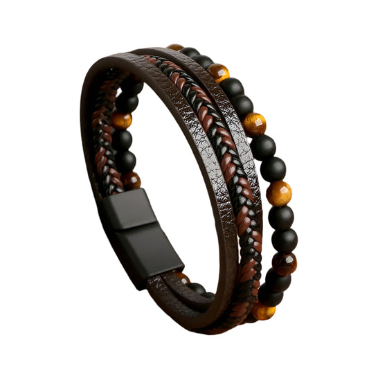 Unisex Armband Set Flätat Konstläder med Pärlband 1
