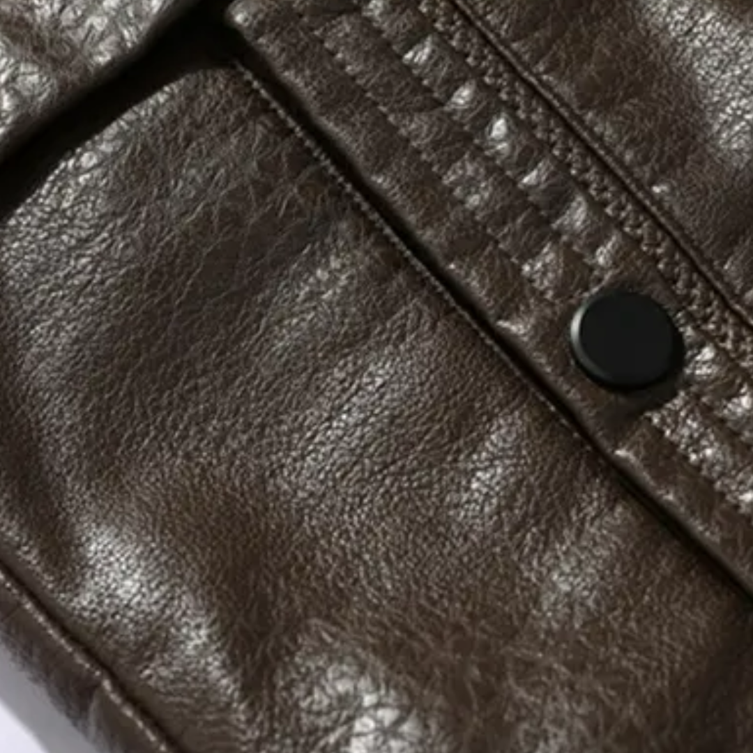 Mäns Vinterläderrock Elegant Läder-6