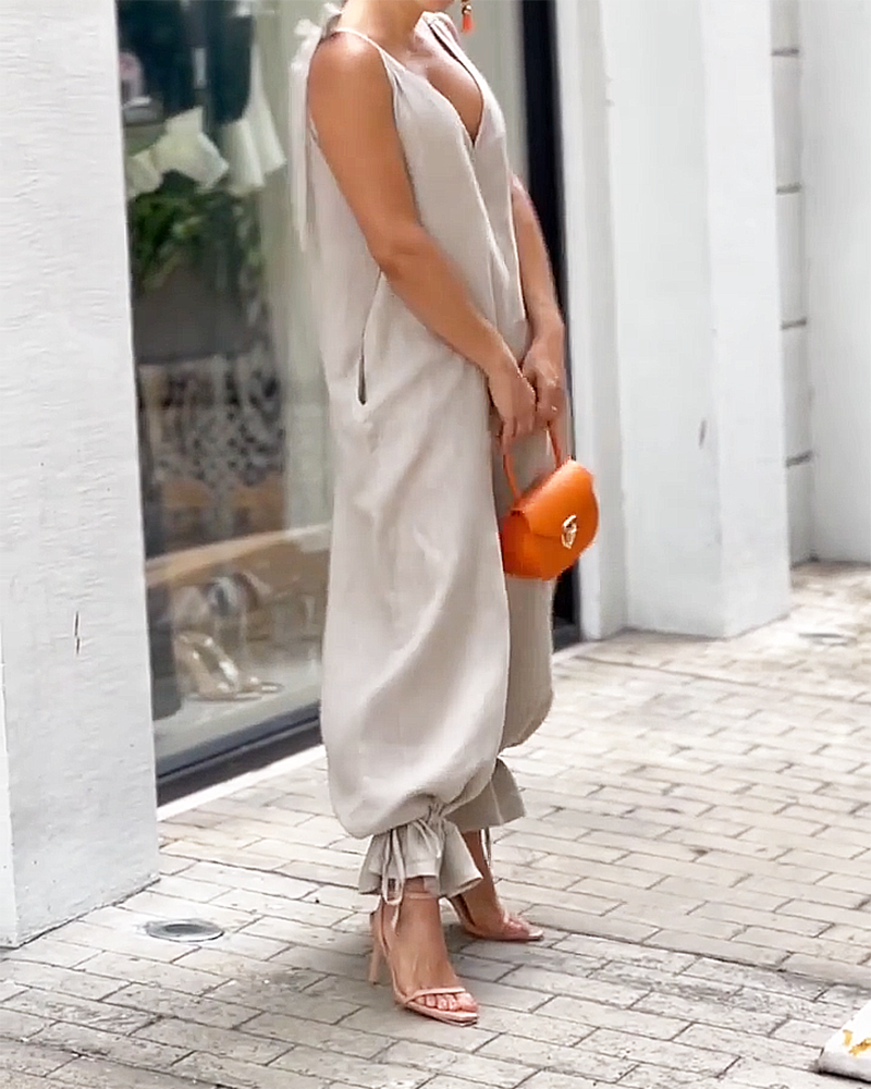 Dam Jumpsuit Ärmlös V-Hals Polyester Chic Komfort-3