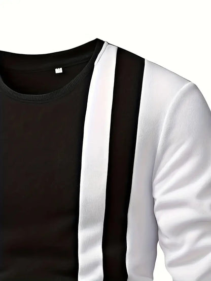 Herr Tröja Färgblockdesign Cirkulär Halsringning 100% Bomull-3