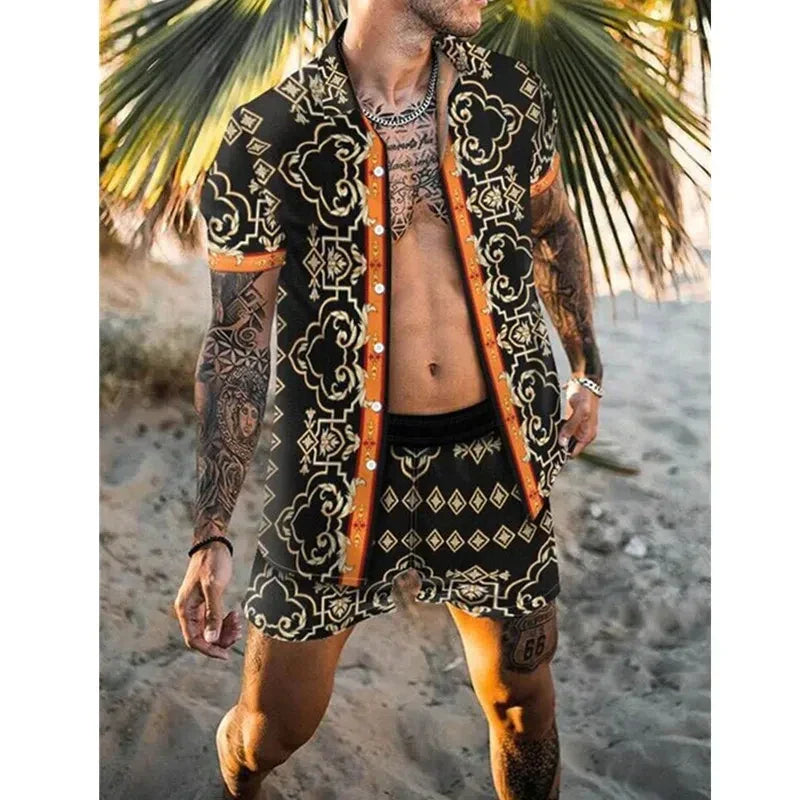 Variant image for Herr Fritidsuppsättning 3D-tryckt Polyester Overdimensionerade Shorts-57